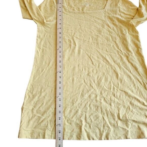 J jill pure jill womens Sz M mustard yellow square neck tunic top 100%cotton - Picture 5 of 6